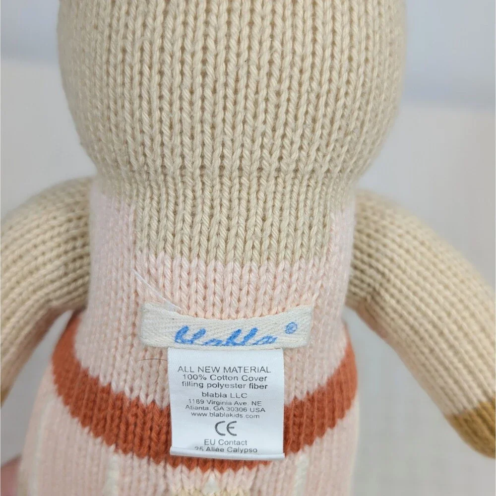 BlaBla Knit Doll Handcrafted Plush Toy Colette Cat Tan Pink 12